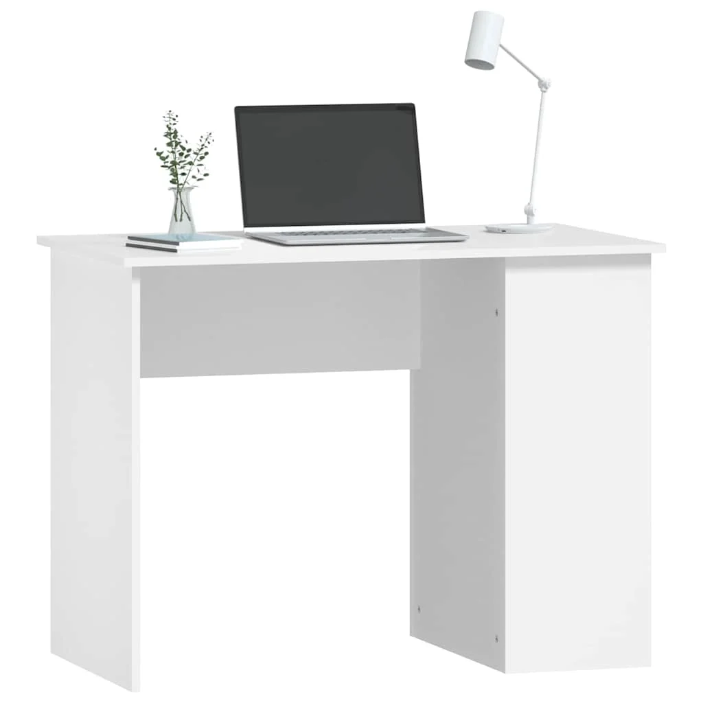 Bureau 100 x 55 x 75 cm blanc bois d'ingénierie – vue de dessus