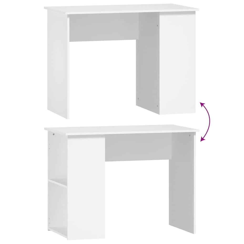 Bureau 100 x 55 x 75 cm blanc bois d'ingénierie – vue de dos