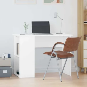 Bureau 100 x 55 x 75 cm blanc bois d'ingénierie – vue d’ensemble
