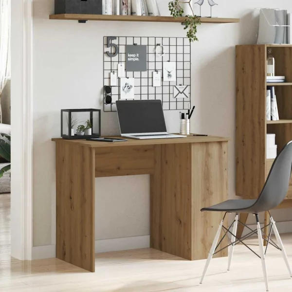Bureau 100 x 55 x 75 cm chêne artisanal bois d'ingénierie – vue d’ensemble
