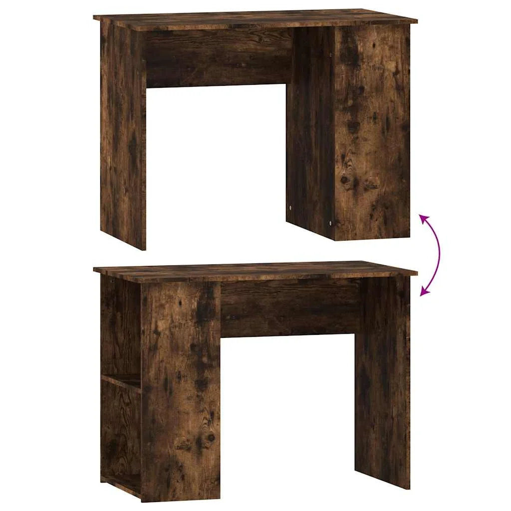 Bureau 100 x 55 x 75 cm chêne fumé bois d'ingénierie – vue de dos