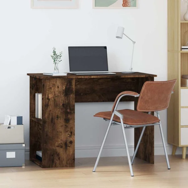 Bureau 100 x 55 x 75 cm chêne fumé bois d'ingénierie – vue d’ensemble