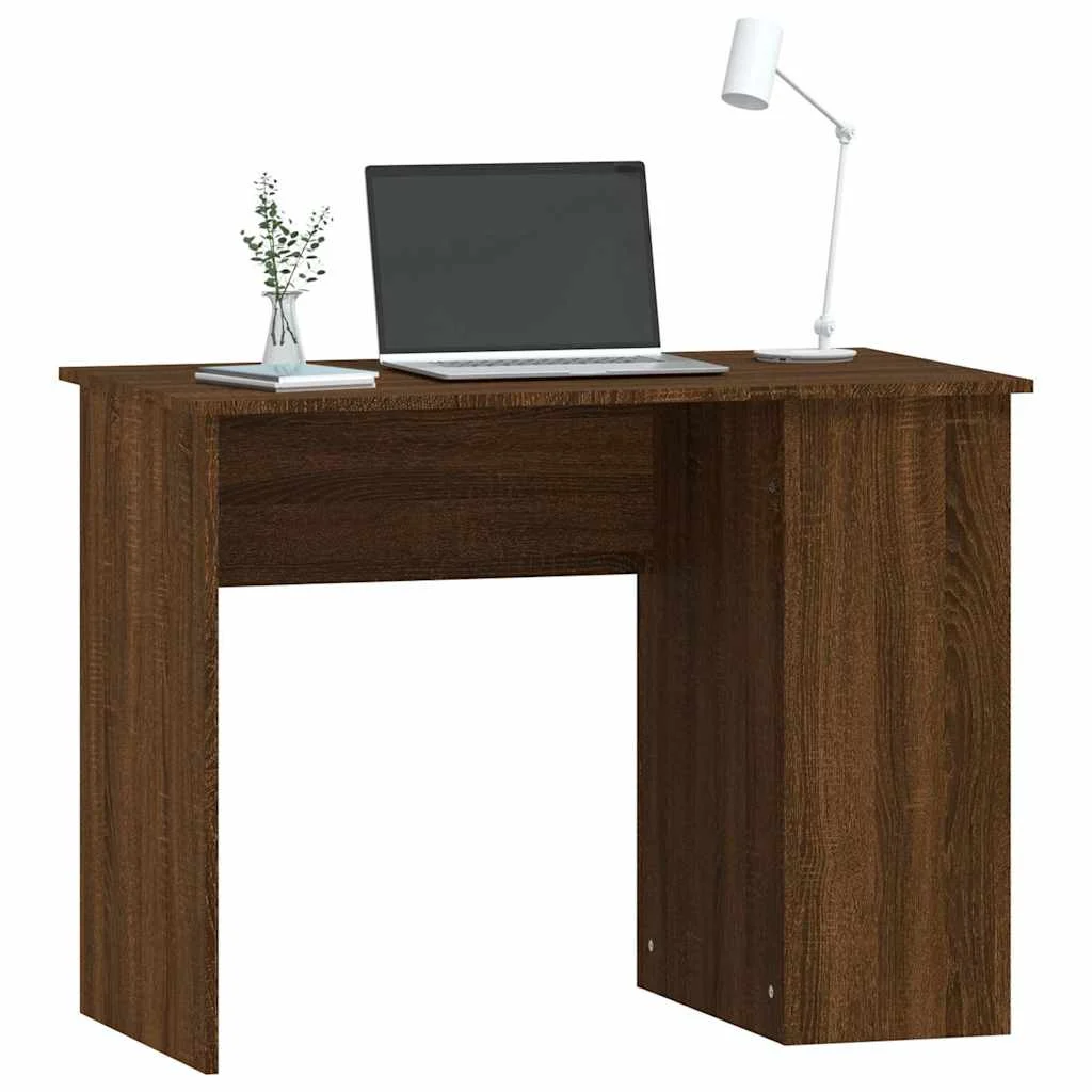 Bureau 100 x 55 x 75 cm chêne marron bois d'ingénierie – vue de dessus