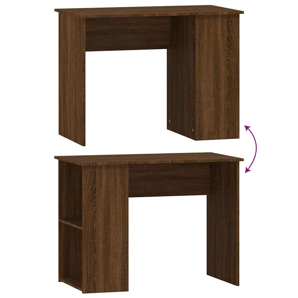 Bureau 100 x 55 x 75 cm chêne marron bois d'ingénierie – vue de dos