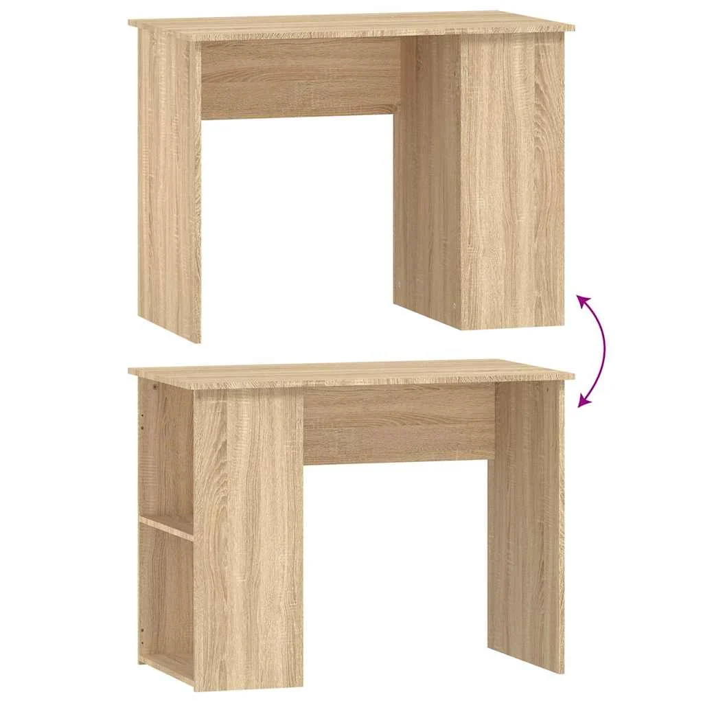 Bureau 100 x 55 x 75 cm chêne sonoma bois d'ingénierie – vue de dos