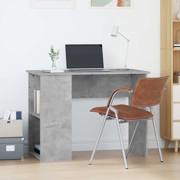 Bureau 100 x 55 x 75 cm gris béton bois d'ingénierie – vue d’ensemble