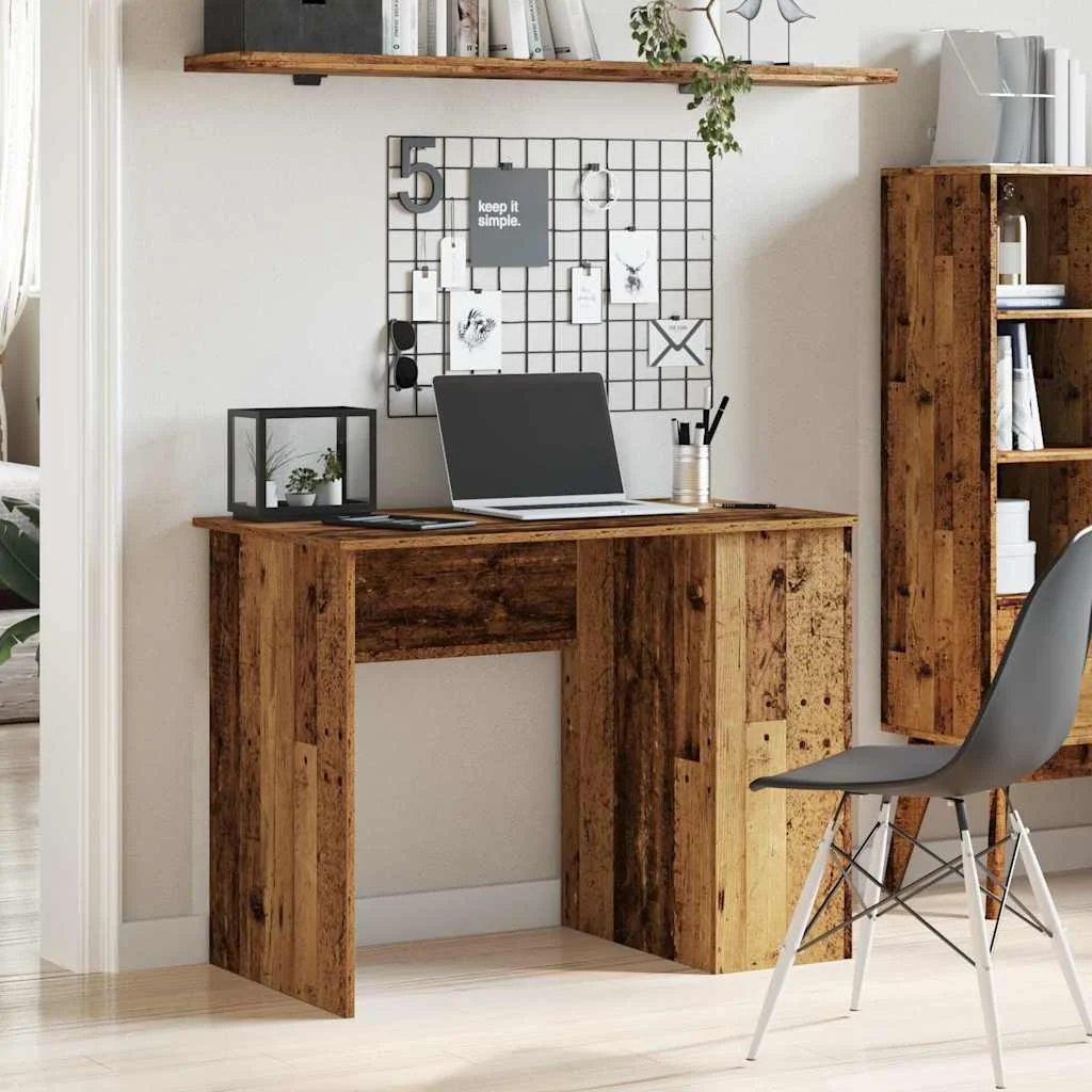 Bureau 100 x 55 x 75 cm vieux bois bois d'ingénierie – vue de détail