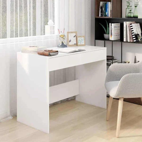 Bureau 101 x 50 x 76,5 cm blanc aggloméré – vue d’ensemble