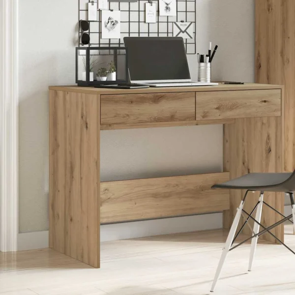 Bureau 101 x 50 x 76,5 cm chêne artisanal bois d'ingénierie – vue d’ensemble