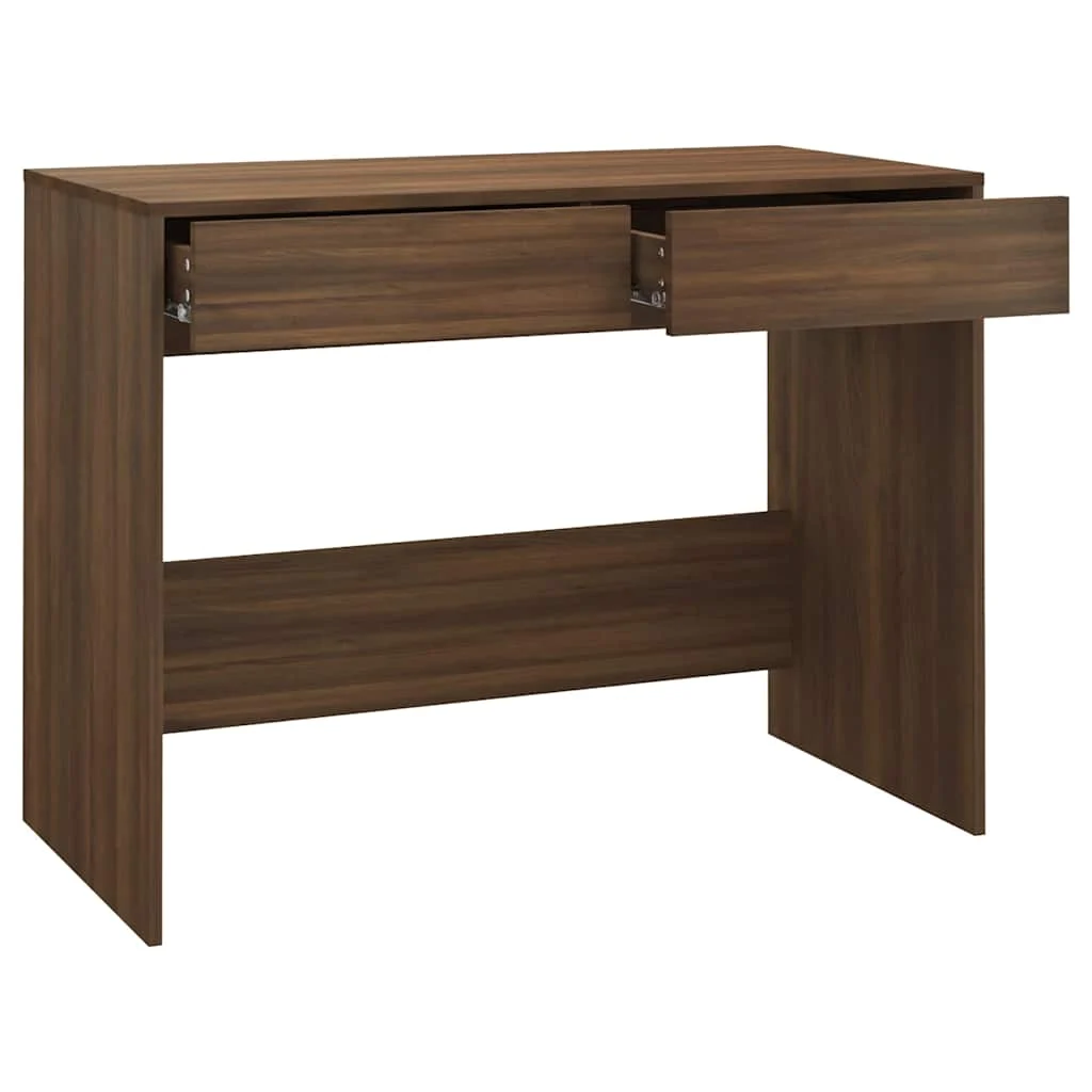 Bureau 101 x 50 x 76,5 cm chêne marron bois d'ingénierie – vue de dessus