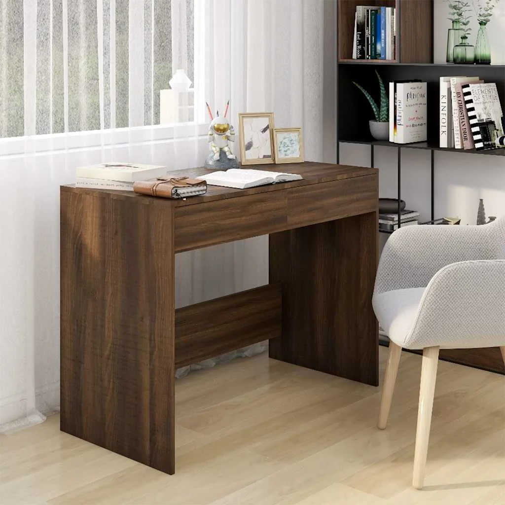 Bureau 101 x 50 x 76,5 cm chêne marron bois d'ingénierie – vue d’ensemble