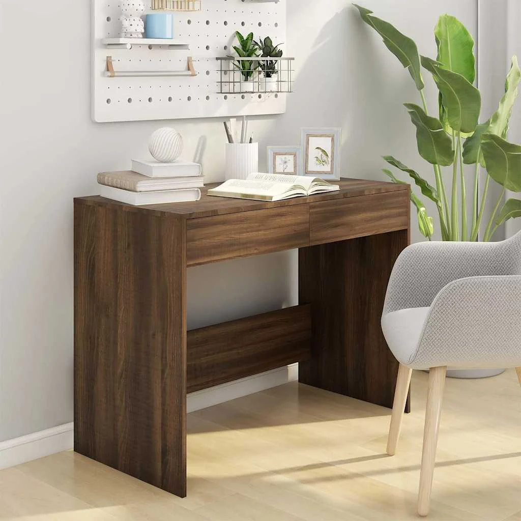 Bureau 101 x 50 x 76,5 cm chêne marron bois d'ingénierie – vue de détail