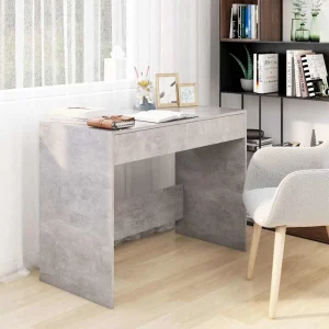 Bureau 101 x 50 x 76,5 cm gris béton bois d'ingénierie – vue d’ensemble