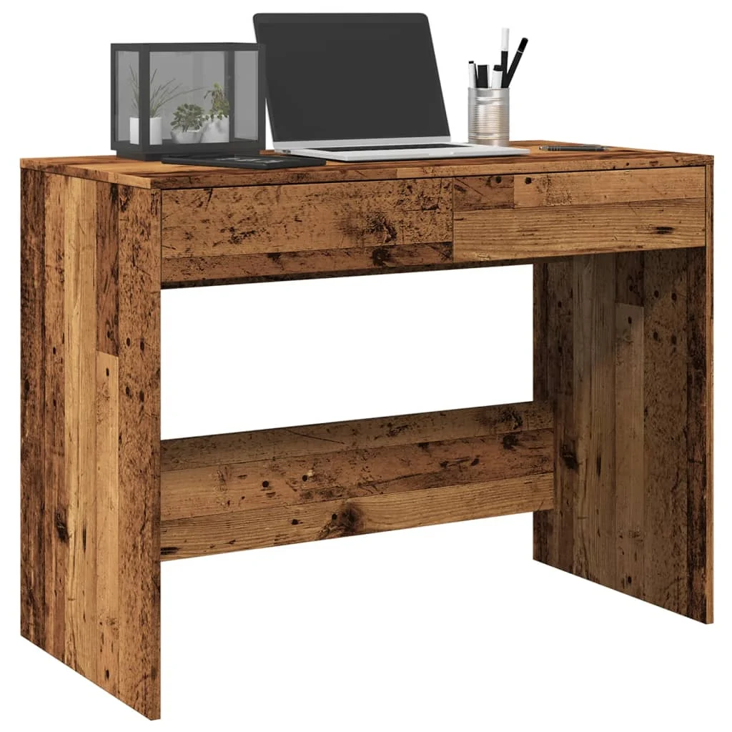 Bureau 101 x 50 x 76,5 cm vieux bois bois d'ingénierie – vue d’ensemble