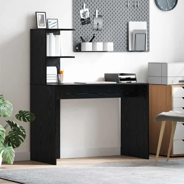 Bureau 102 x 50 x 124 cm chêne noir bois d'ingénierie – vue d’ensemble