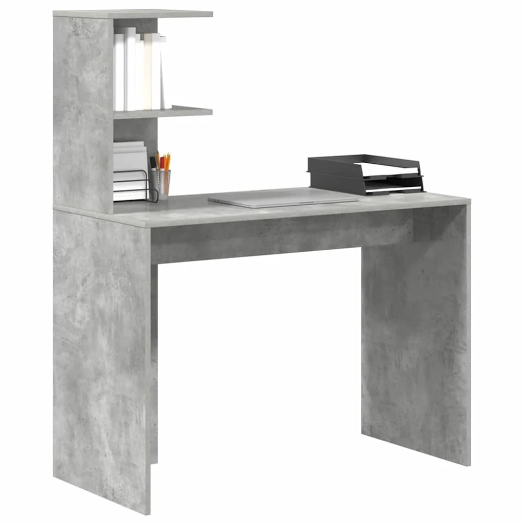 Bureau 102 x 50 x 124 cm gris béton bois d'ingénierie – vue de détail