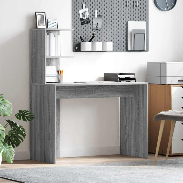 Bureau 102 x 50 x 124 cm sonoma gris bois d'ingénierie – vue d’ensemble
