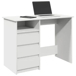 Bureau 102 x 50 x 75 cm blanc bois d'ingénierie – vue d’ensemble