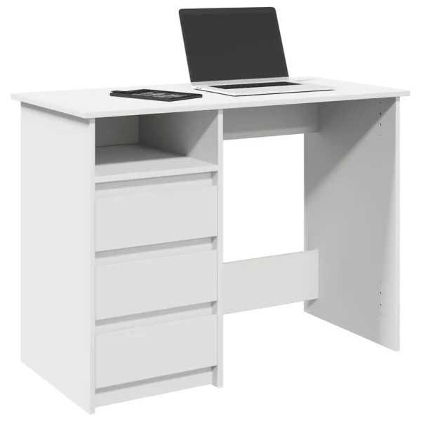 Bureau 102 x 50 x 75 cm blanc bois d'ingénierie – vue d’ensemble
