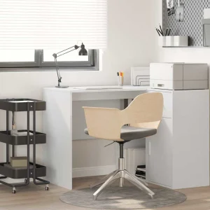 Bureau 102 x 50 x 75 cm blanc bois d'ingénierie – modèle 2 – vue d’ensemble