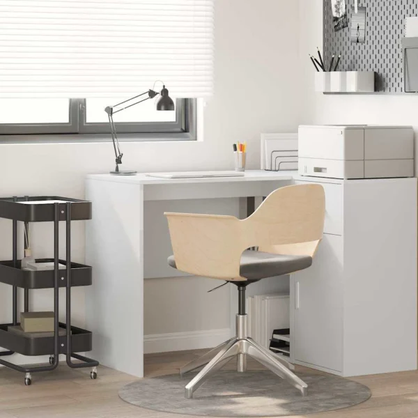 Bureau 102 x 50 x 75 cm blanc bois d'ingénierie – modèle 2 – vue d’ensemble