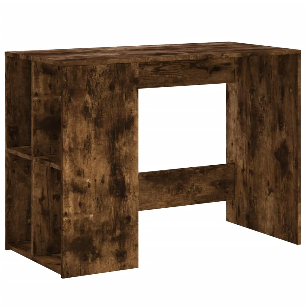 Bureau 102 x 50 x 75 cm chêne fumé bois d'ingénierie – vue de côté