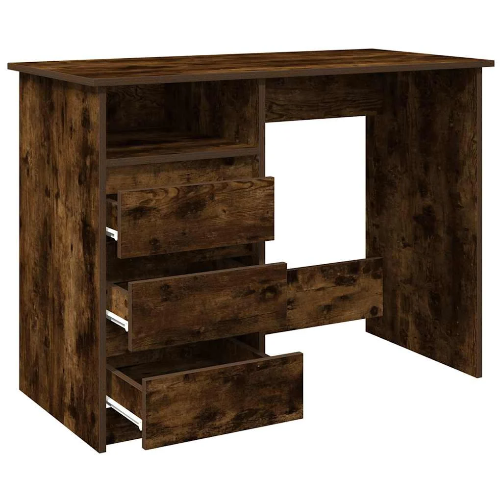 Bureau 102 x 50 x 75 cm chêne fumé bois d'ingénierie – modèle 2 – vue de dessus