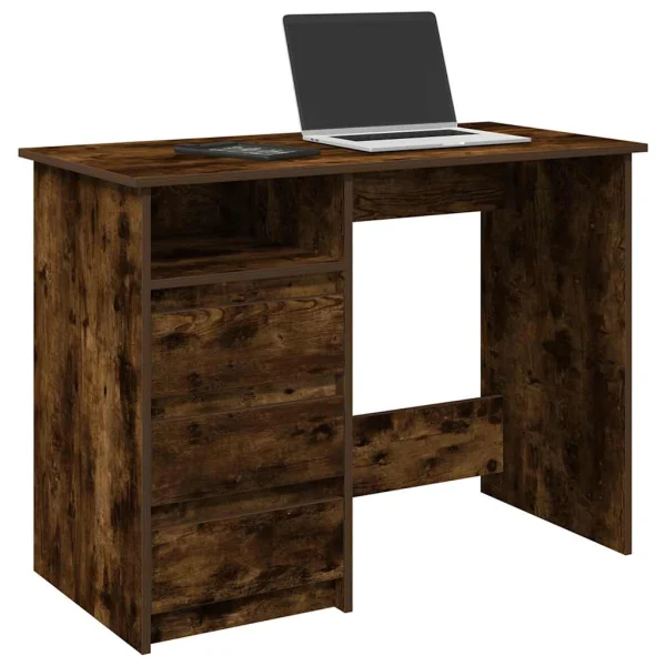 Bureau 102 x 50 x 75 cm chêne fumé bois d'ingénierie – modèle 2 – vue d’ensemble