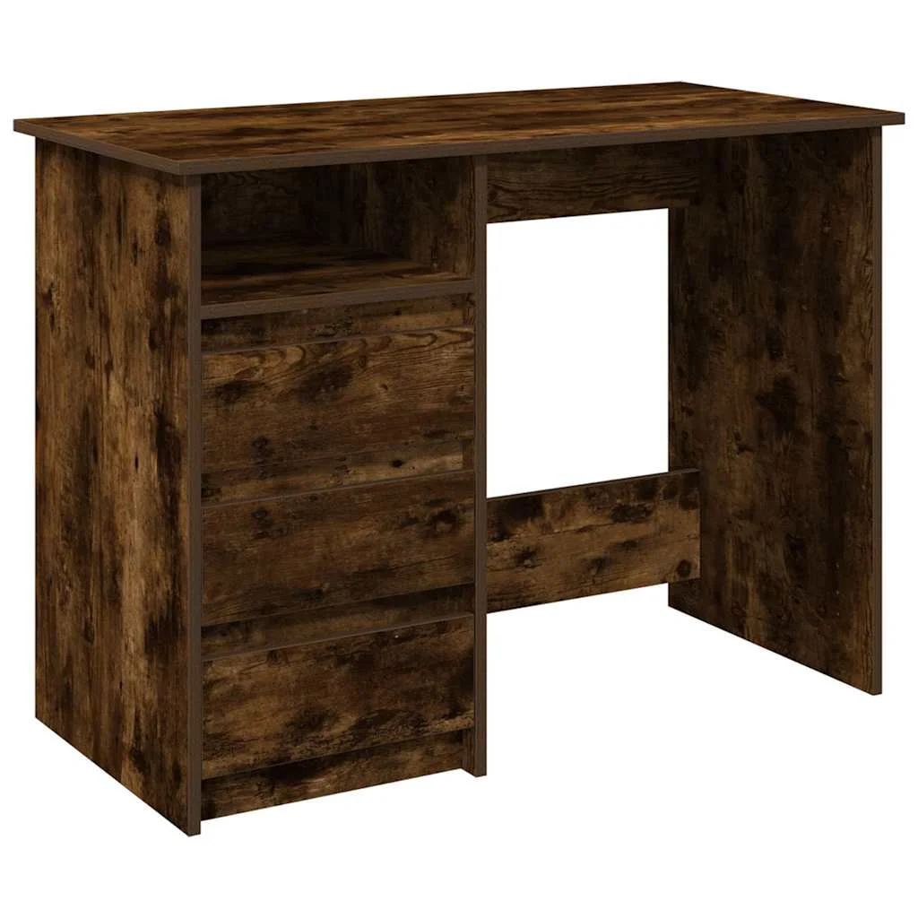 Bureau 102 x 50 x 75 cm chêne fumé bois d'ingénierie – modèle 2 – vue de côté
