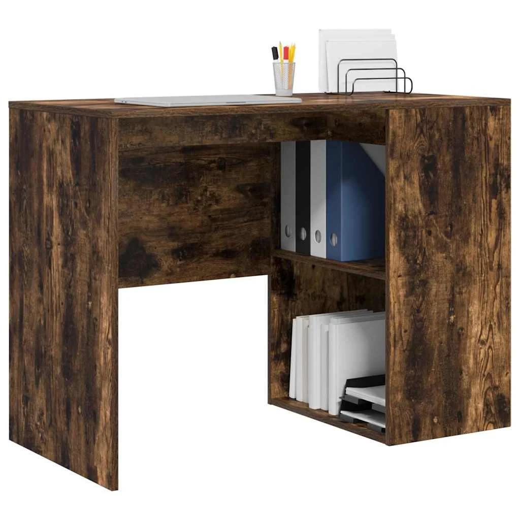 Bureau 102 x 50 x 75 cm chêne fumé bois d'ingénierie – modèle 3 – vue de détail