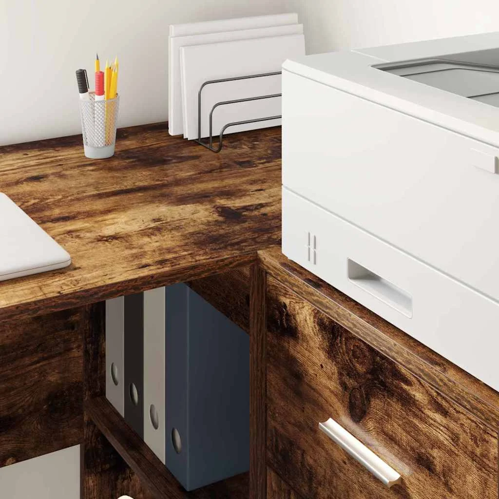 Bureau 102 x 50 x 75 cm chêne fumé bois d'ingénierie – modèle 3 – vue en situation