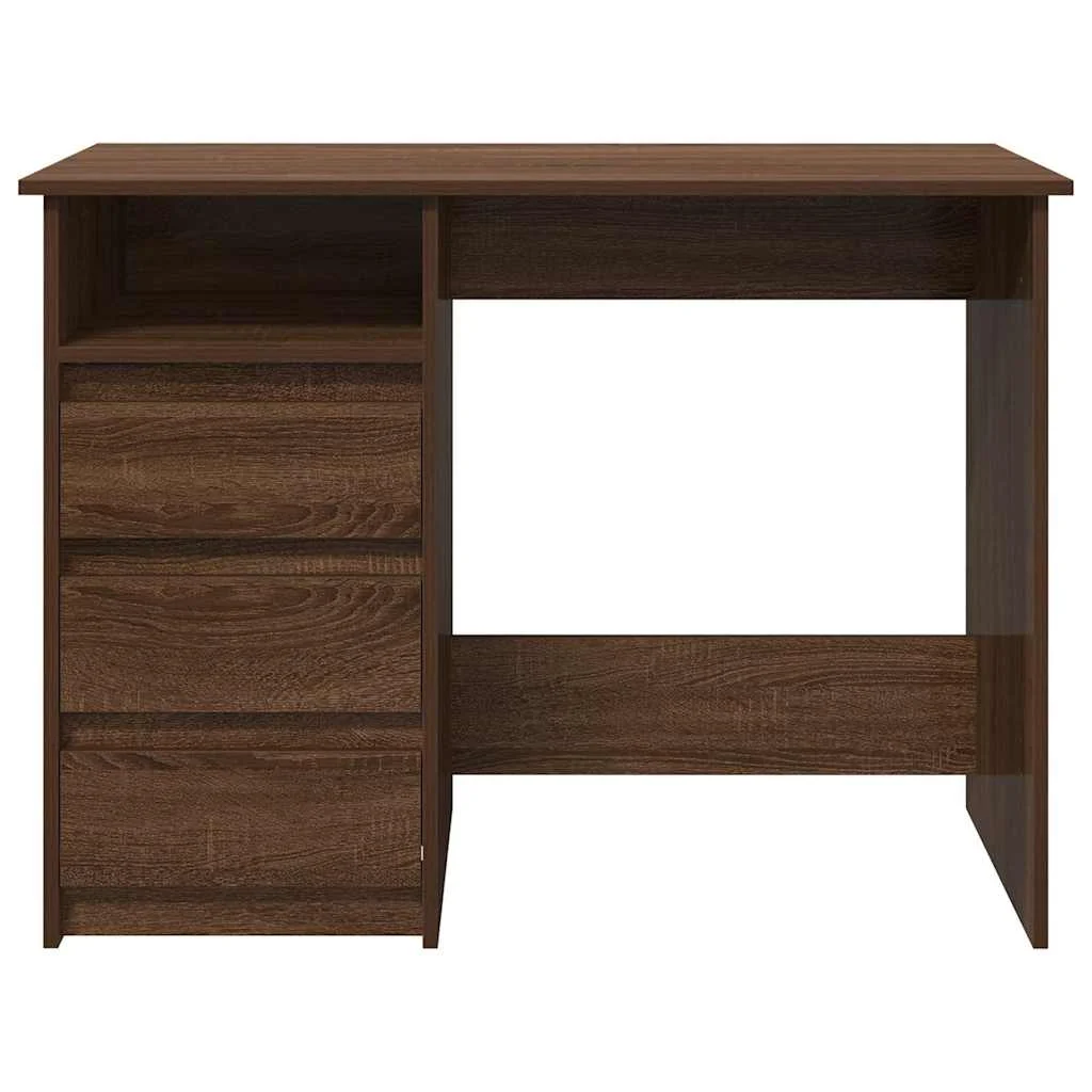 Bureau 102 x 50 x 75 cm chêne marron bois d'ingénierie – vue de dessus