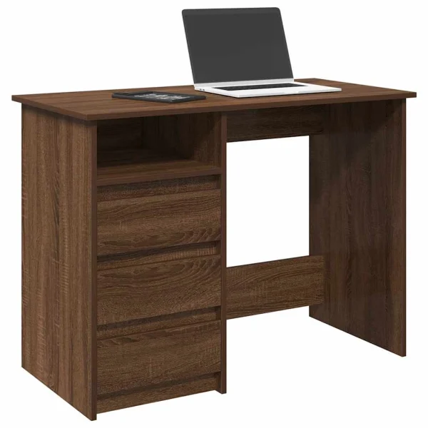 Bureau 102 x 50 x 75 cm chêne marron bois d'ingénierie – vue d’ensemble