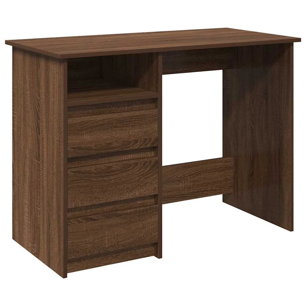 Bureau 102 x 50 x 75 cm chêne marron bois d'ingénierie – vue de côté
