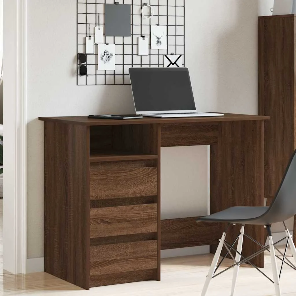 Bureau 102 x 50 x 75 cm chêne marron bois d'ingénierie – vue de détail