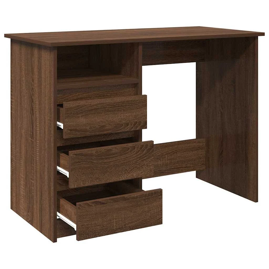 Bureau 102 x 50 x 75 cm chêne marron bois d'ingénierie – vue en situation