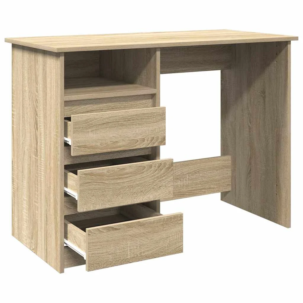Bureau 102 x 50 x 75 cm chêne sonoma bois d'ingénierie – modèle 2 – vue de dessus