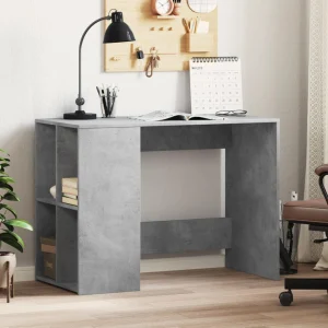 Bureau 102 x 50 x 75 cm gris béton bois d'ingénierie – vue d’ensemble