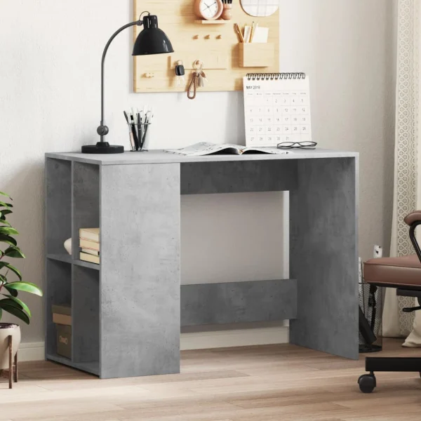 Bureau 102 x 50 x 75 cm gris béton bois d'ingénierie – vue d’ensemble