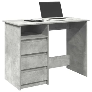 Bureau 102 x 50 x 75 cm gris béton bois d'ingénierie – modèle 2 – vue d’ensemble