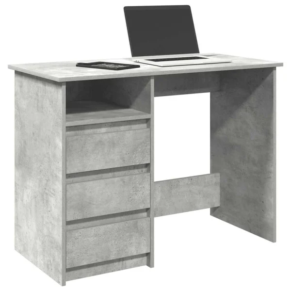 Bureau 102 x 50 x 75 cm gris béton bois d'ingénierie – modèle 2 – vue d’ensemble