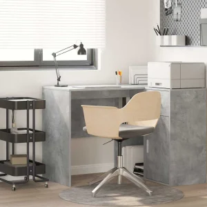 Bureau 102 x 50 x 75 cm gris béton bois d'ingénierie – modèle 3 – vue d’ensemble