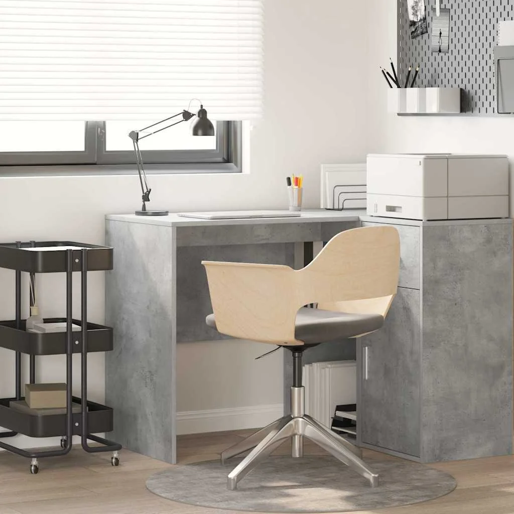 Bureau 102 x 50 x 75 cm gris béton bois d'ingénierie – modèle 3 – vue d’ensemble