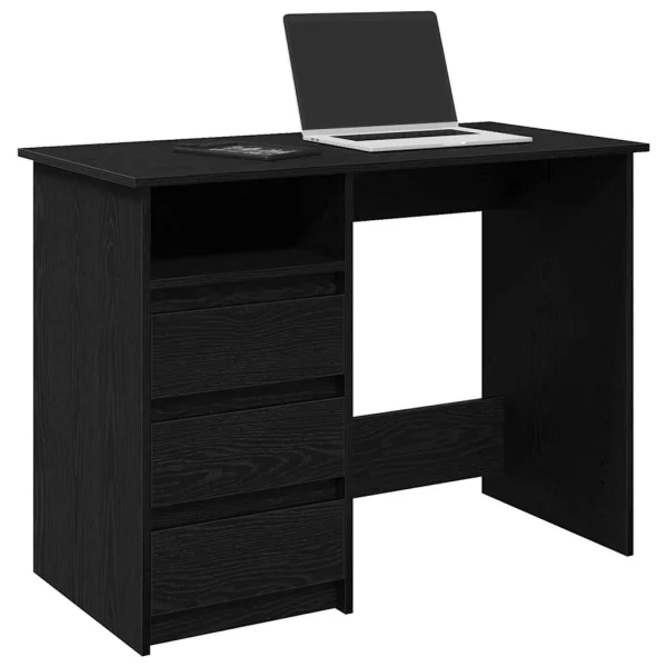 Bureau 102 x 50 x 75 cm noir bois d'ingénierie – modèle 2 – vue d’ensemble