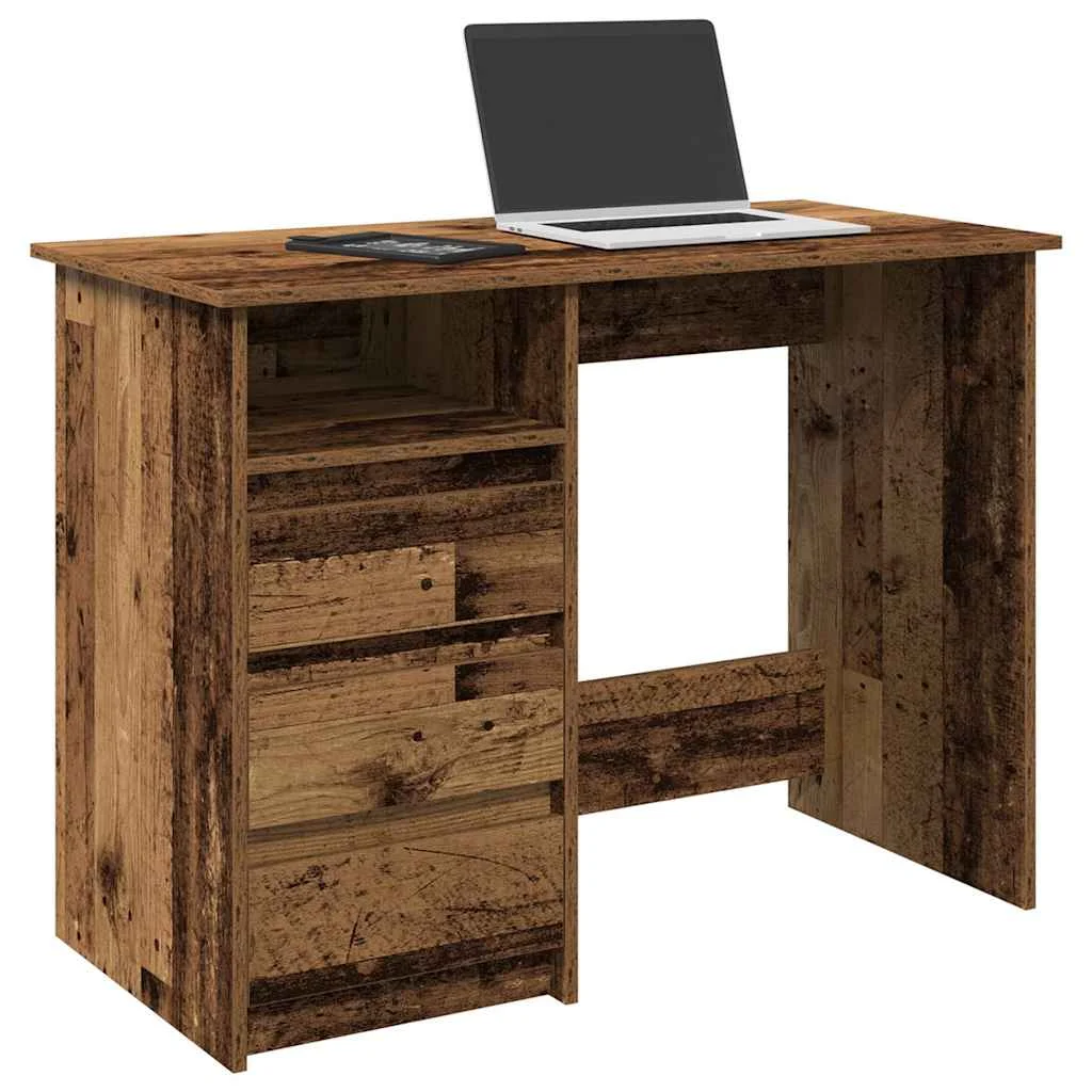 Bureau 102 x 50 x 75 cm vieux bois bois d'ingénierie – vue d’ensemble