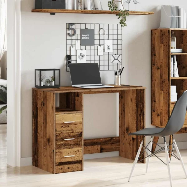 Bureau 102 x 50 x 76 cm vieux bois bois d'ingénierie – vue d’ensemble