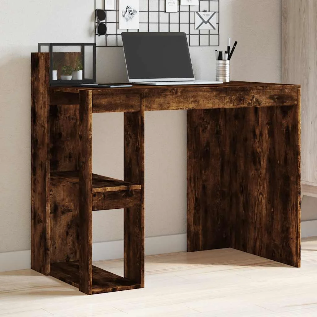 Bureau 103,5 x 56,5 x 94 cm chêne fumé bois d'ingénierie – vue d’ensemble
