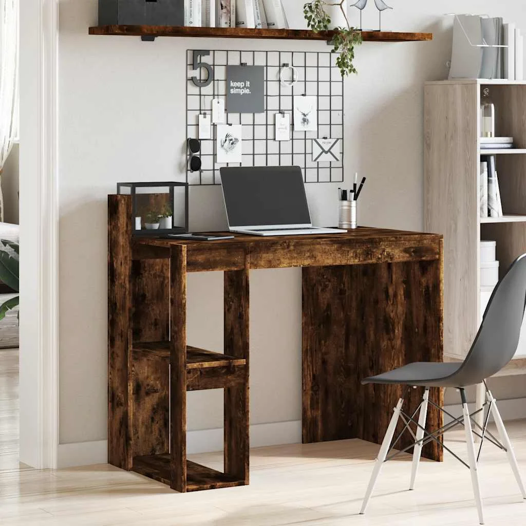 Bureau 103,5 x 56,5 x 94 cm chêne fumé bois d'ingénierie – vue de détail
