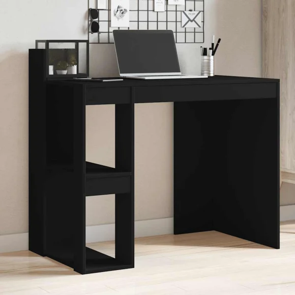 Bureau 103,5 x 56,5 x 94 cm noir bois d'ingénierie – vue d’ensemble
