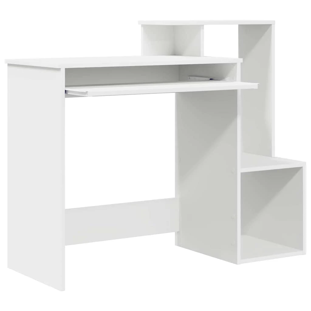 Bureau 106 x 41 x 88,5 cm blanc bois d'ingénierie – vue de dessus